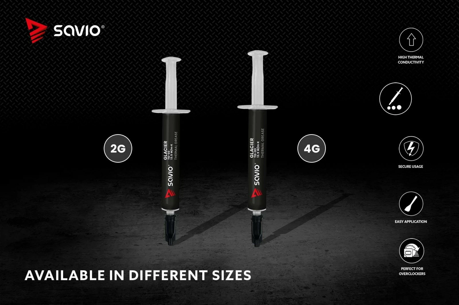 Toplotna pasta Savio TG-03, 2 g, 13.5 W/mK, črna