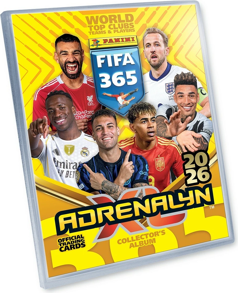 Megaset začetni paket z zbirateljskim albumom in 18 karticami (vključno s 3 omejenimi) Panini FIFA 365 Adrenalyn XL 2026