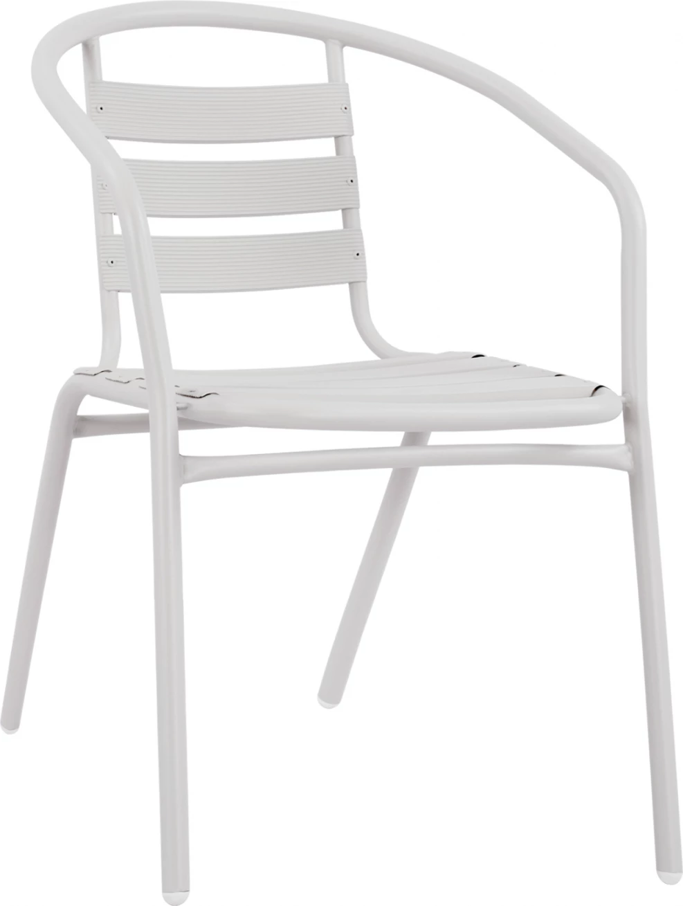 Stol Laura kovinski beli z aluminijastimi rezinami FH5037.02 54x59x73cm