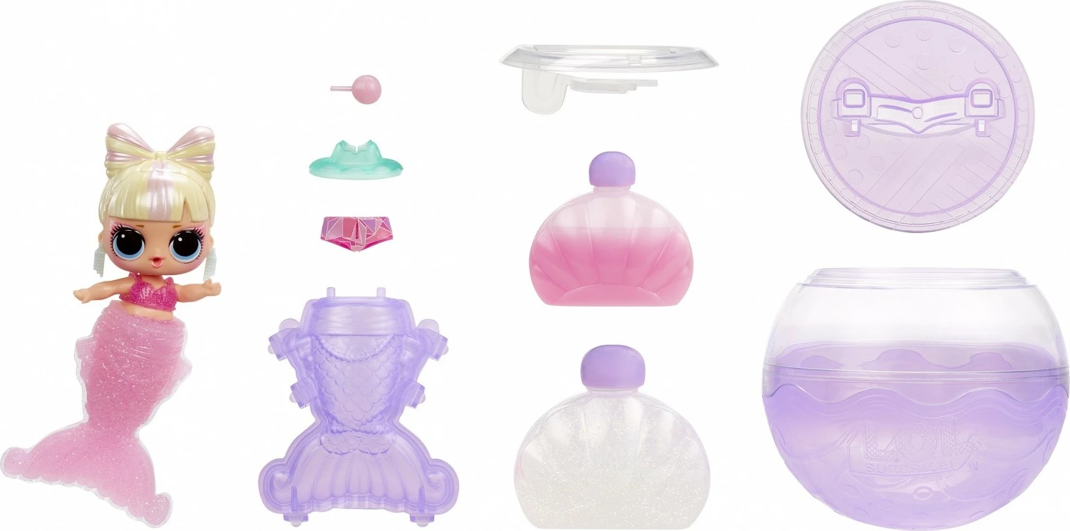 Presenečevalna sirenska kukla z repom, ki spreminja barvo, L.O.L. Surprise Mermaids, MGA 510604-EUC