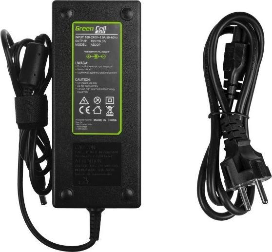 Napajalni adapter 19V 6.3A 120W za Asus G56, Green Cell PRO AD22P, črn