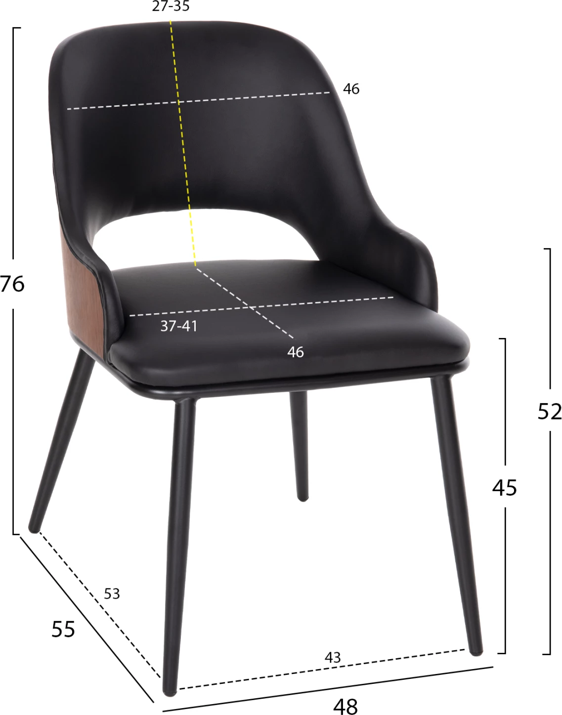 Jedilni set 5 kosov FH11965 miza DENTY in 4 stoli DELF (črna)