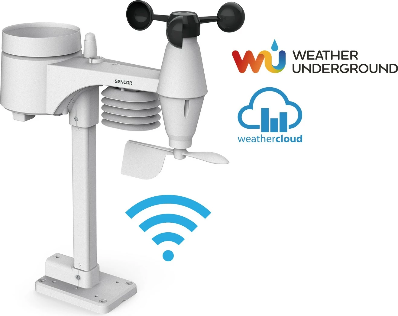Vremenska postaja z WiFi, 5-v-1 senzor, črno-bela — Sencor SWS 9898 PRO