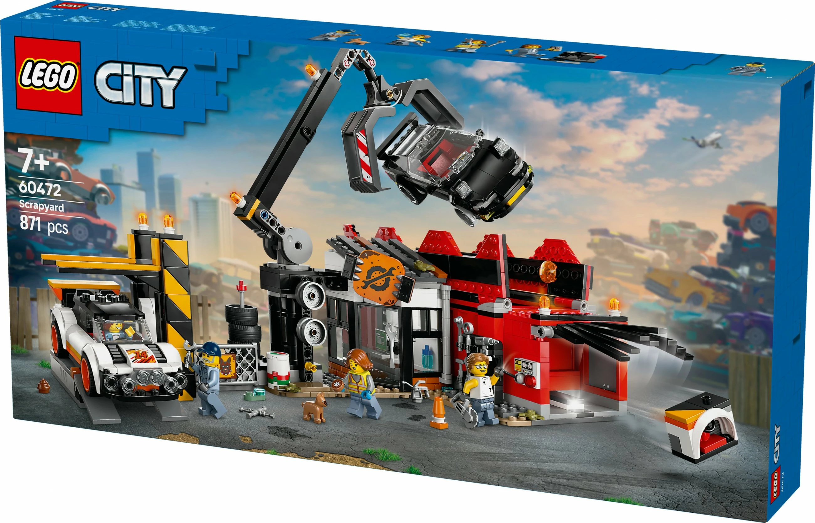 Set za sestavljanje s smetiščem in avtomobili LEGO City 60472, 871 kos, večbarven
