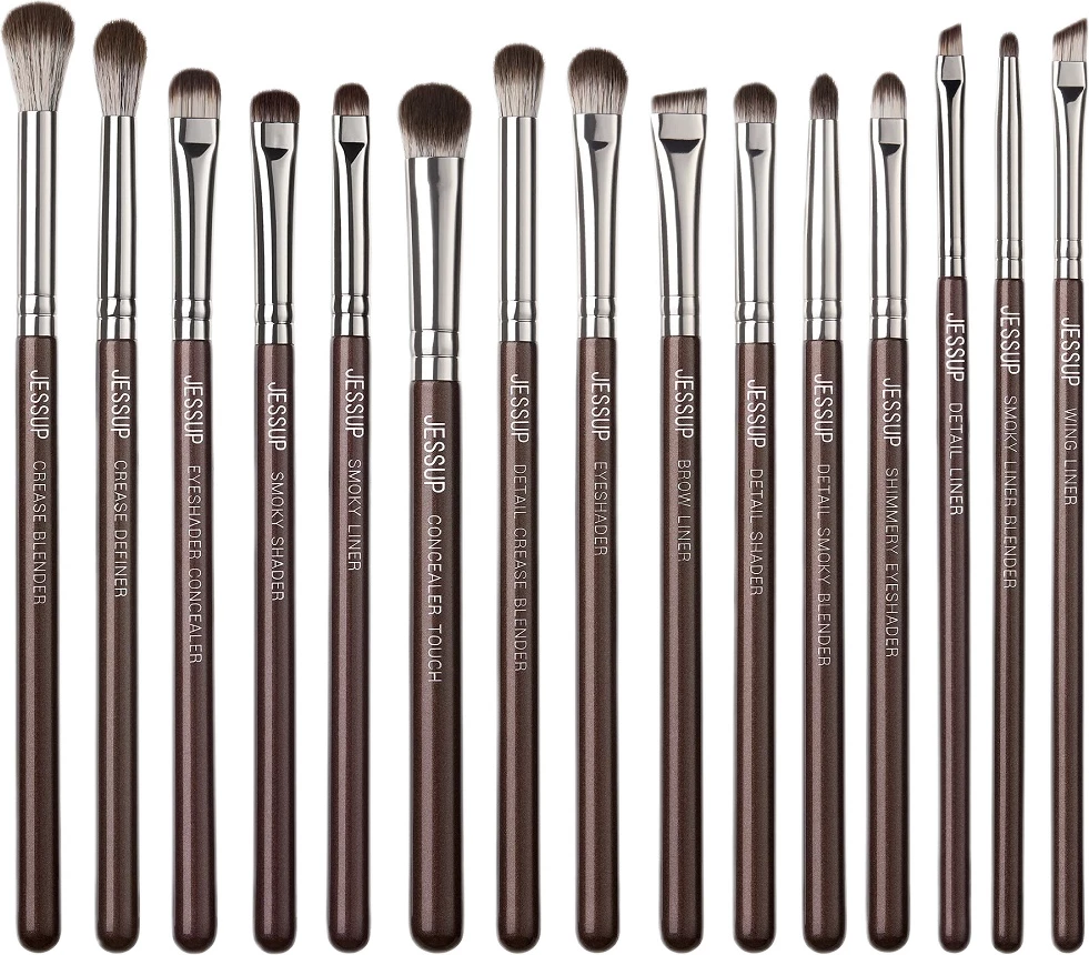 Set 15-delni čopičev za oči, JESSUP T499, rjavi