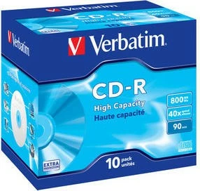 CD-R, 800 MB, 40x, 10 kosov, v Jewel Case Verbatim 43428