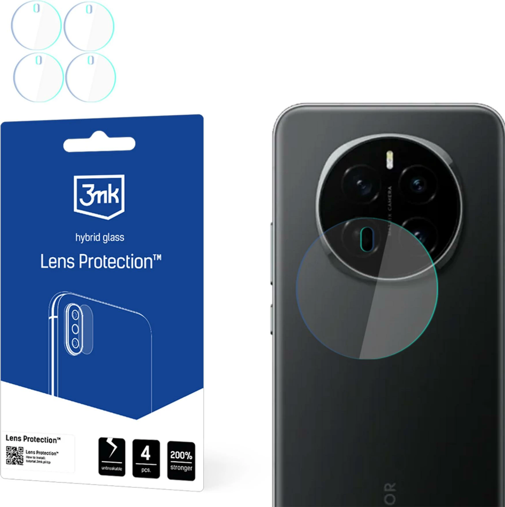 Stekleni zaščitnik kamere 3mk Protection za pametni telefon Honor Magic 7 Pro, 4 kosi
