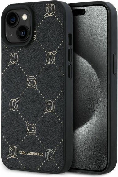 Zaščitni ovitek z motivom Karl Lagerfeld Karl Head za iPhone 15, črn