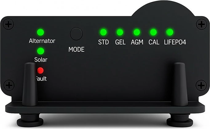 Polnilec DC-DC Qoltec 51920, 12 V, 25 A, z MPPT, črn