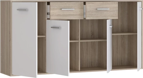 Bufet iz melamina, bel in sonoma, 162,3 x 34,2 x 81,7 cm