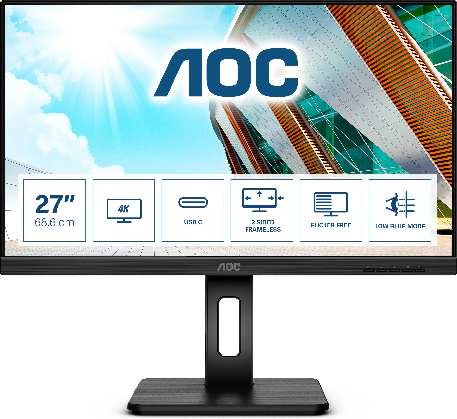 27" 4K Ultra HD LED monitor AOC U27P2CA, črn
