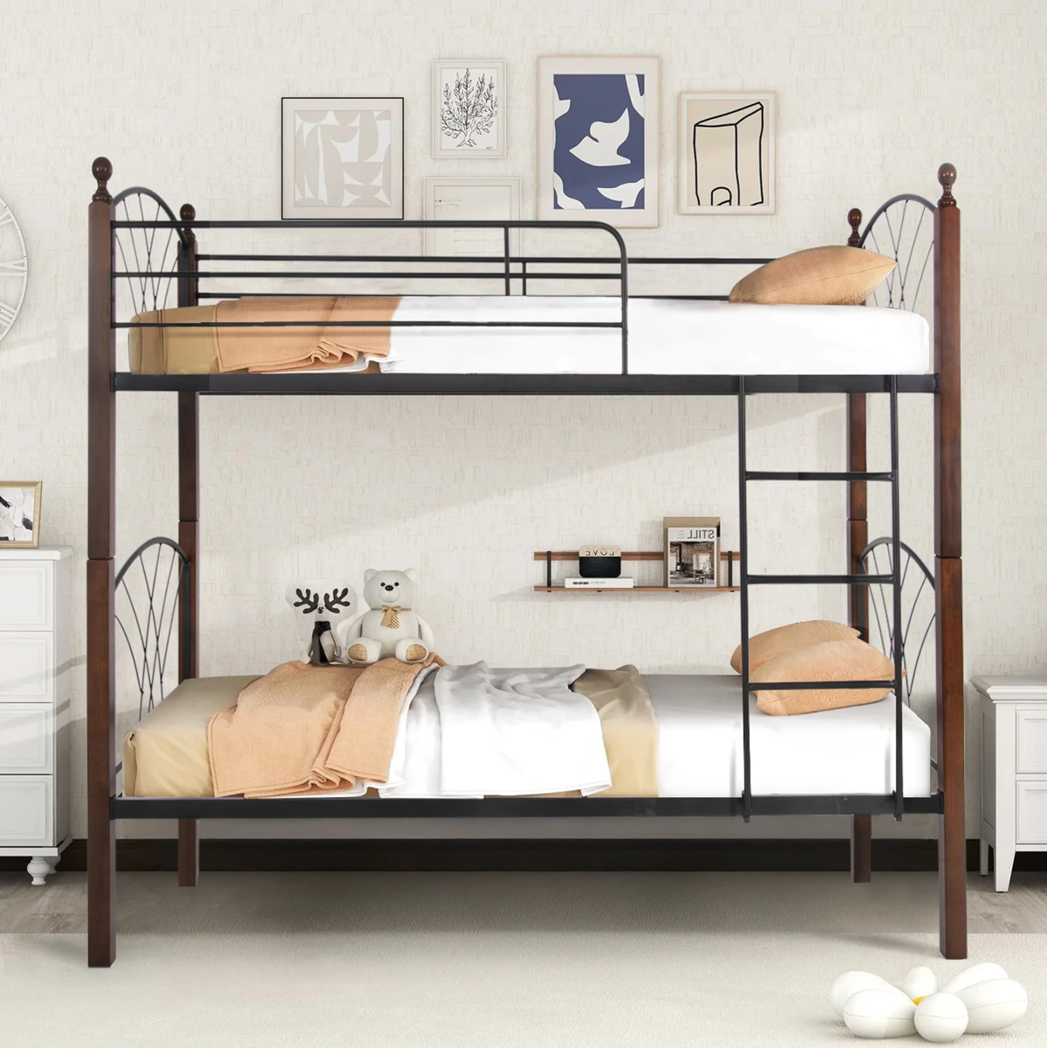 Pograd STOREY FH687 črna kovina-guma v orehovem lesu 200x90x158Hcm