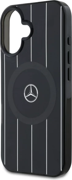 Ovitek za telefon z dvojno plastjo in križanimi črtami MagSafe za iPhone 16, črn, Mercedes MB