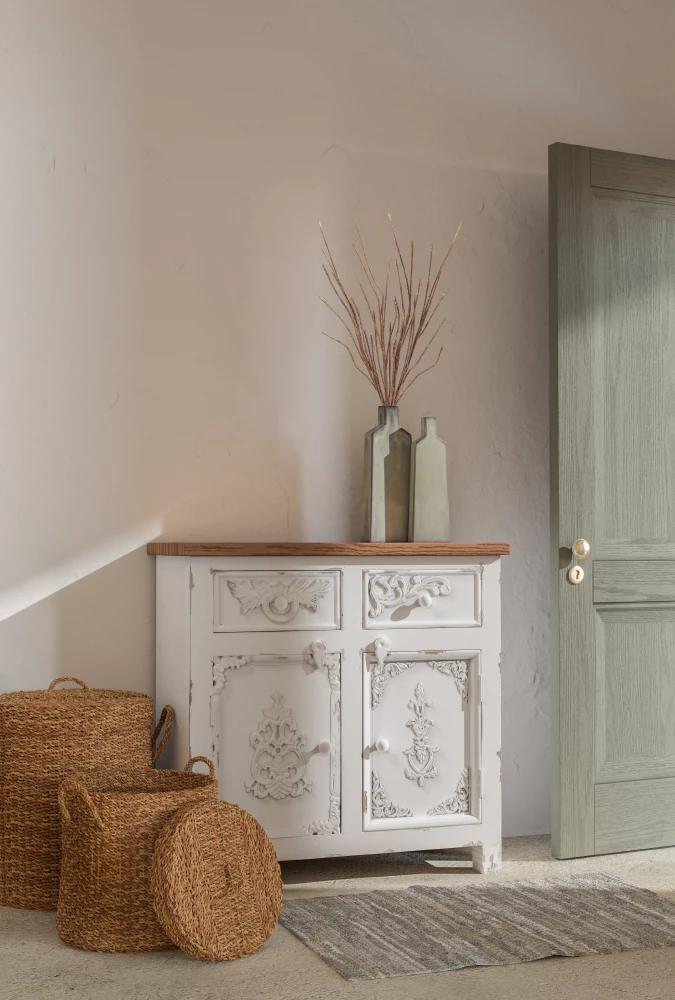 Set košar iz morskih trav s pokrovom, naravno, 2 kosa, 44x44x45