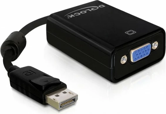 Adapter DisplayPort na VGA DeLOCK 61848, 0,125 m, črn