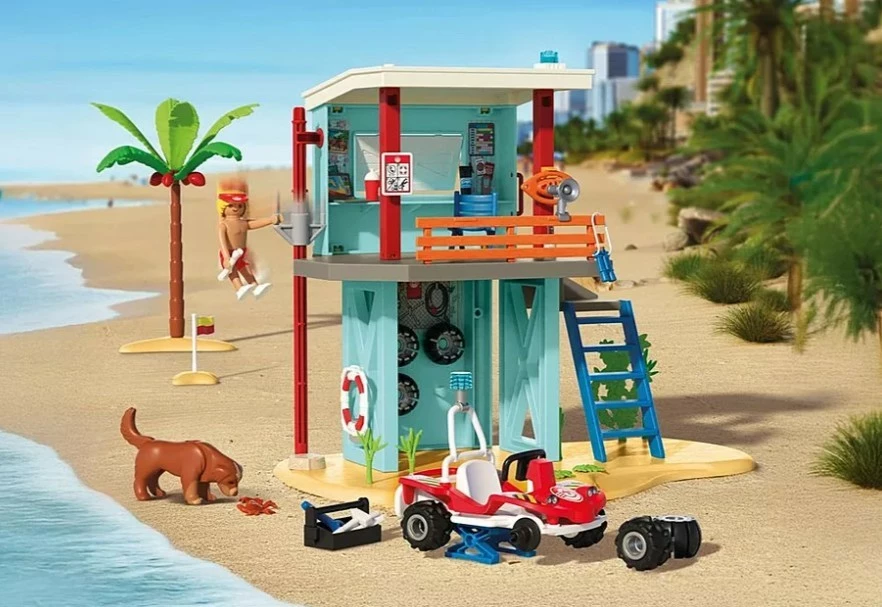 Kula za reševanje in plažni buggy Playmobil My Life 71903, 125 kosov