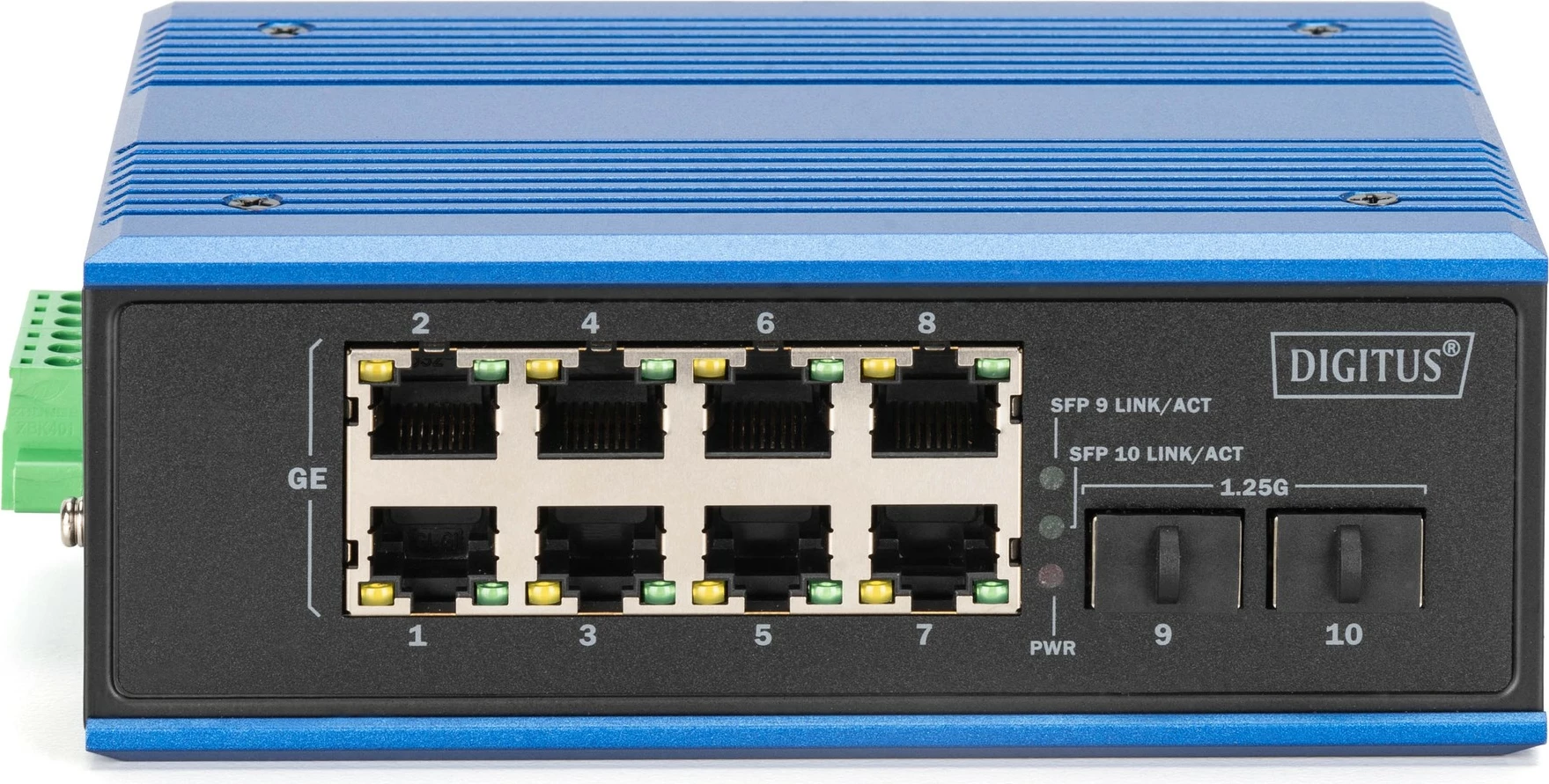 Industrijski stikalo Digitus DN-651151, 8x PoE priključkov, 2x SFP, Gigabit, kovinsko, IP40