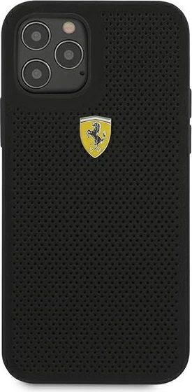 Ovitek za iPhone 12 Pro Max 6,7", trden, On Track Perforated, črn, Ferrari FESPEHCP12LBK