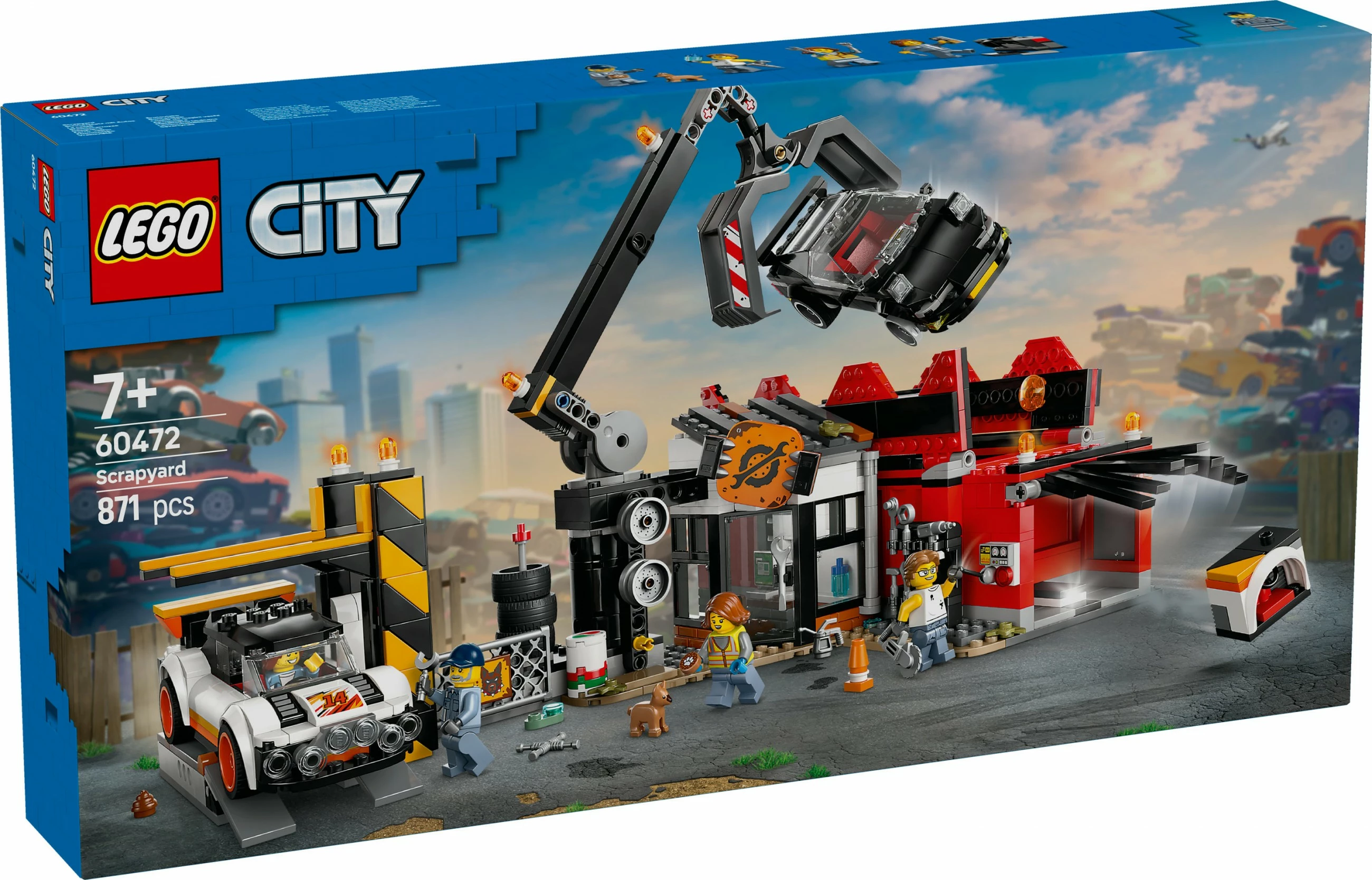 Set za sestavljanje s smetiščem in avtomobili LEGO City 60472, 871 kos, večbarven