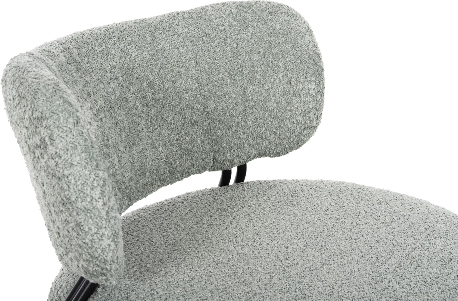 Okrogli lounge stol KARSEN FH9598.05 v pistacija zeleni bouclé tkanini 75x75x75H cm