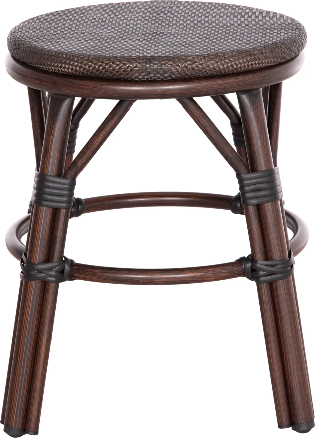 Aluminijasti okrogli stol CHINO FH6285.01 videz bambusa rjavo-tekstilen rjavo Φ36x46Hcm