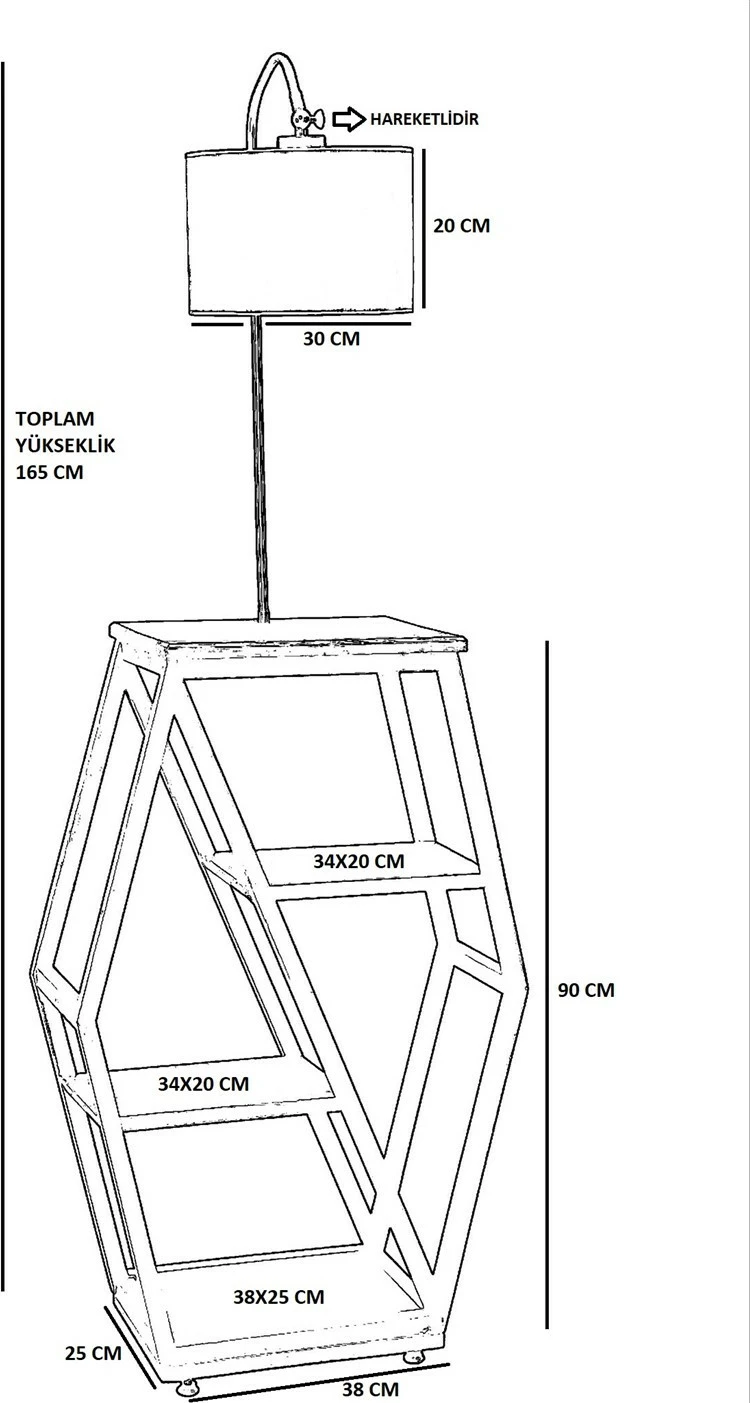 Stojalna svetilka z poličo za knjige, rumena, Opviq 8526-7