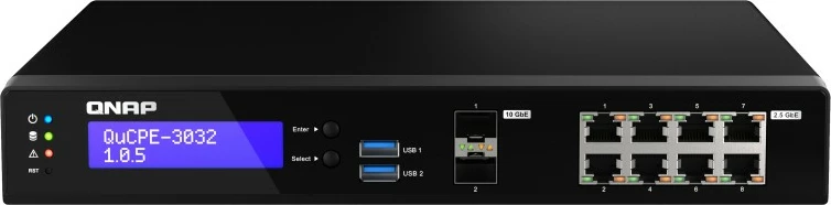NAS sistem, QNAP QuCPE-3032-C3558R-8G, Intel Atom C3558R, 8x2.5GbE, 2x10GbE SFP+, 8 GB RAM, črn