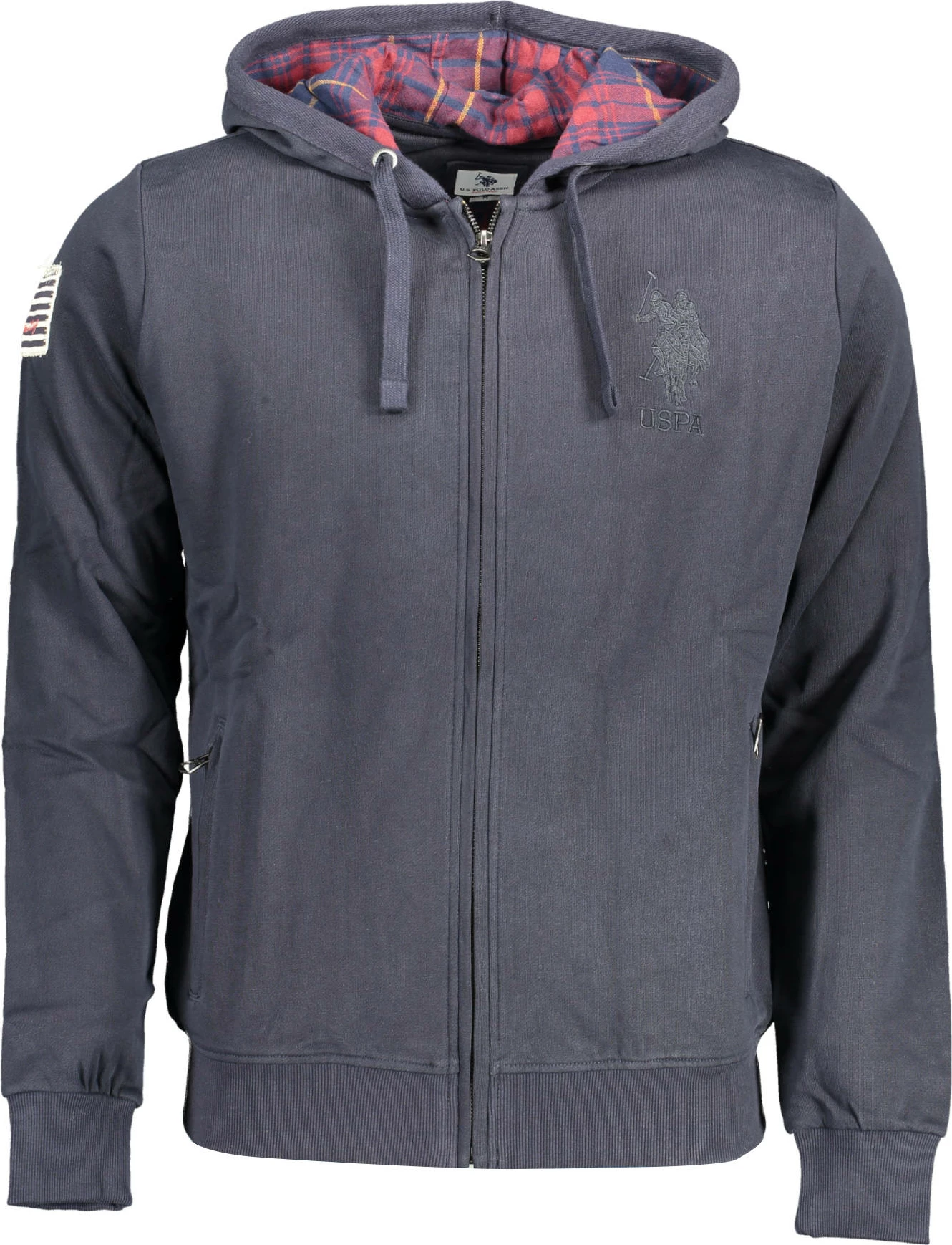 Pulover z zadrgo, US Polo, moški, moder