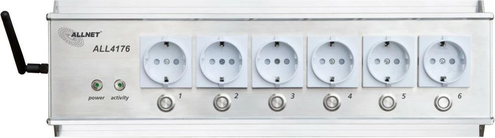 Pametna razdelilna vtičnica, ALLNET ALL4176, 6-vratna, za IP avtomatizacijo, srebrna