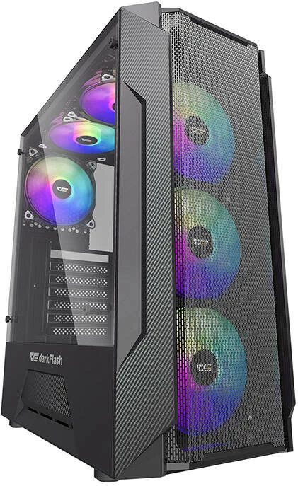 Računalniško ohišje, Mid Tower, ATX/M-ATX/ITX, kaljeno steklo, črno - Darkflash LEO