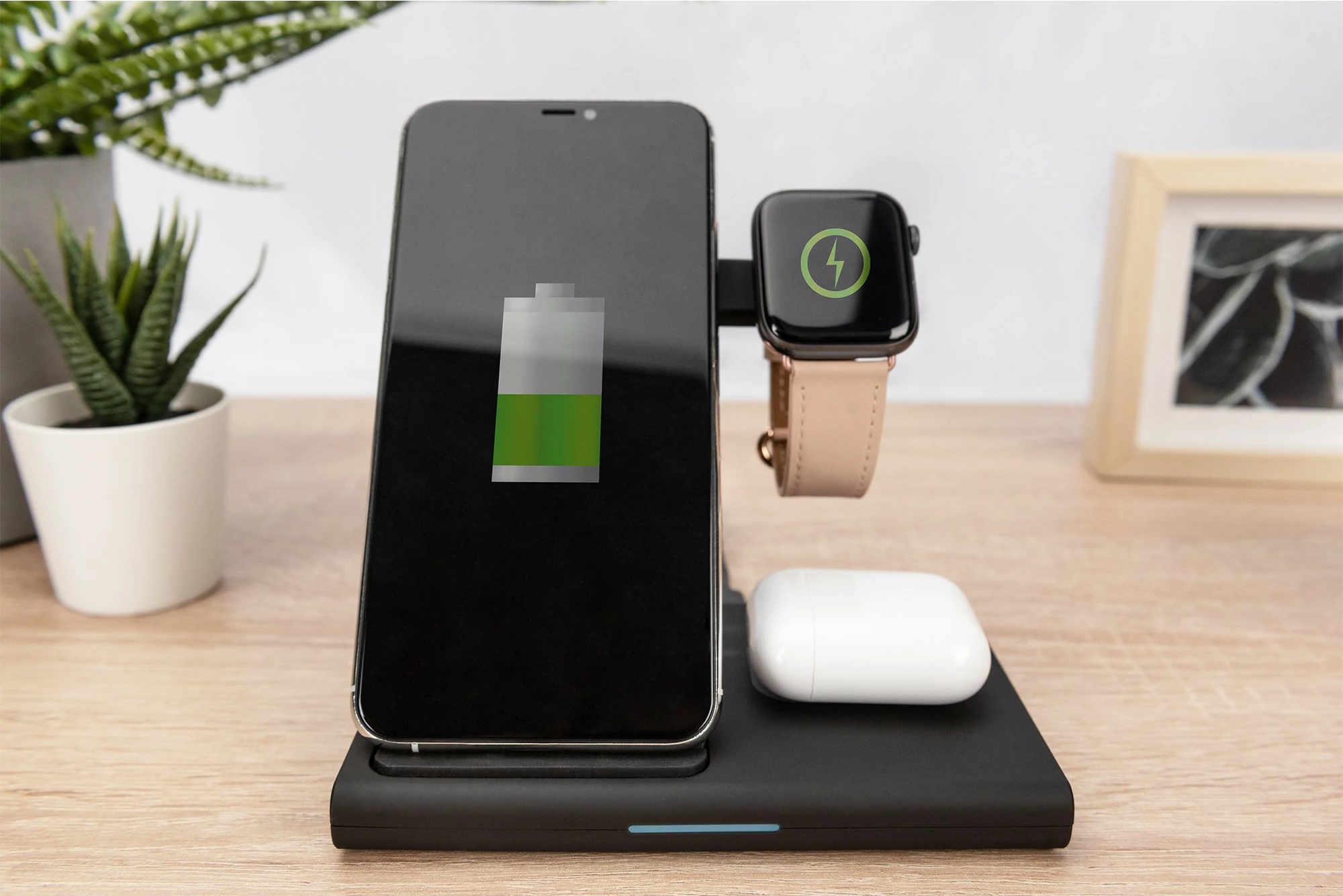 3-v-1 postaja za polnjenje Digitus za iPhone, Apple Watch, AirPods, siva