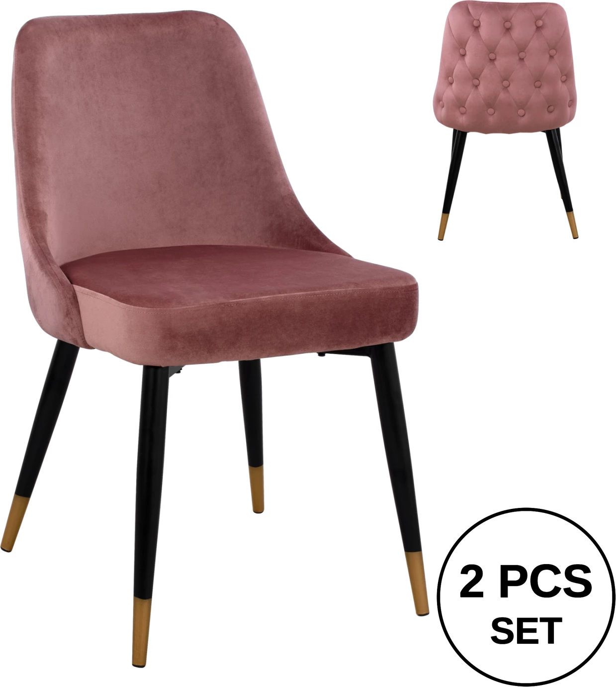 Stol Serentiy FH8527.02 Žamet Gnil jabolko z kovinskim okvirjem 51x58x83cm, set 2 kosov