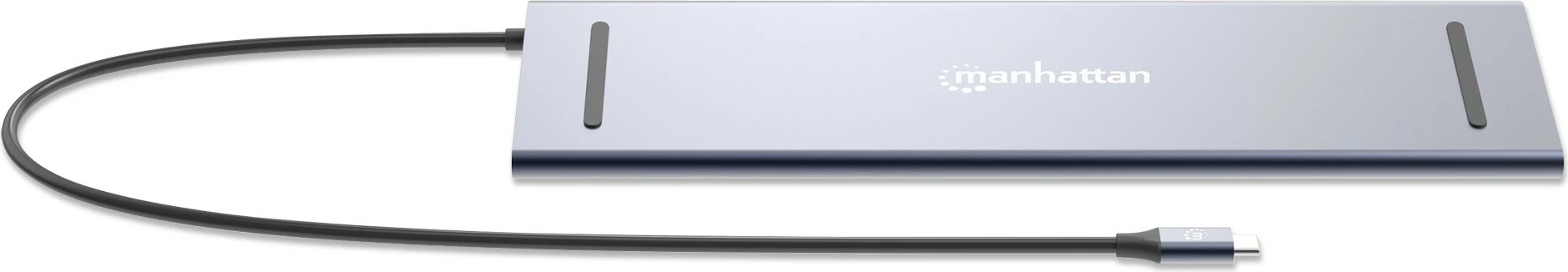 Docking postaja 12-v-1 MANHATTAN, 4K, 1xHDMI, 2xDP, 3xUSB-A, siva