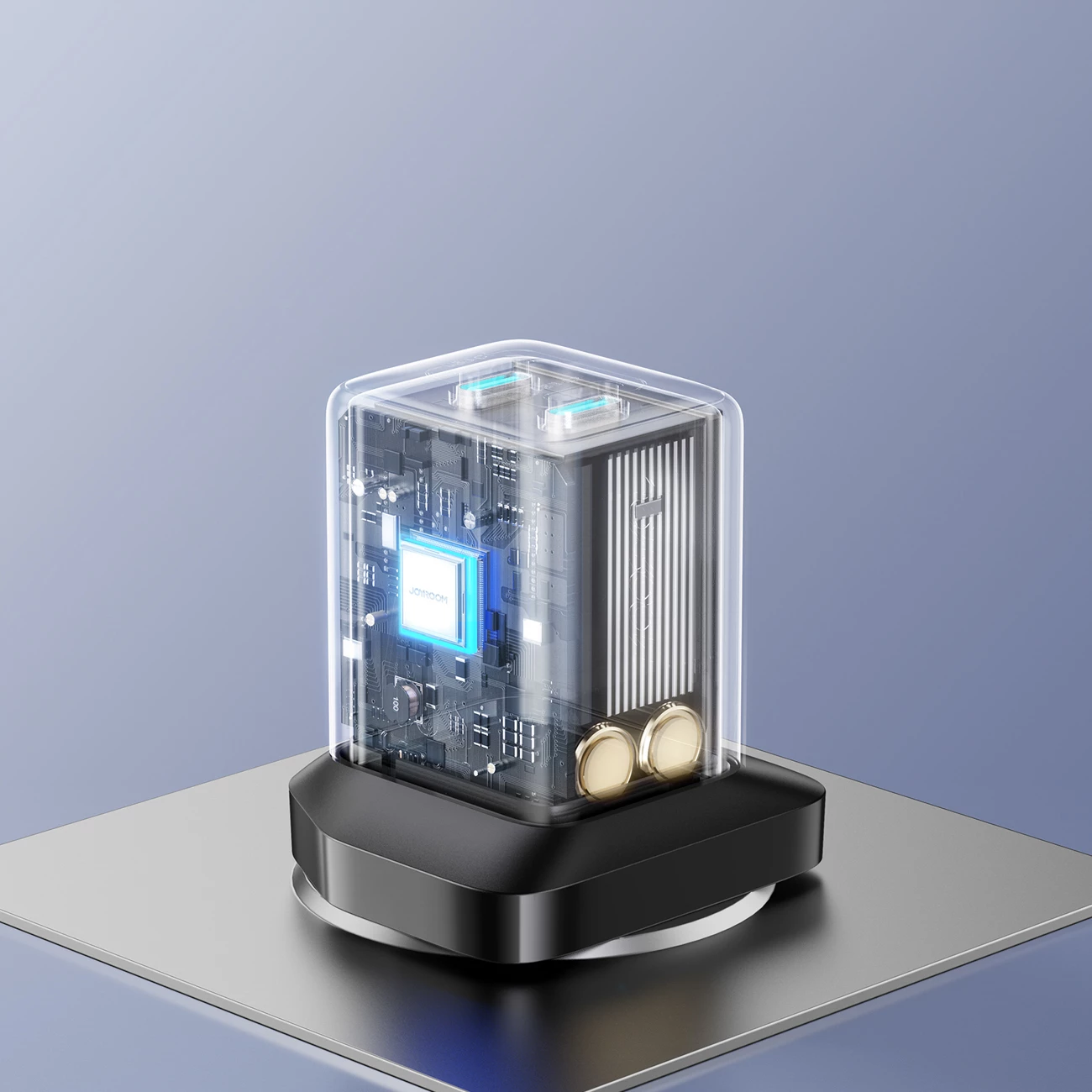 Stenski polnilec 45 W, 2x USB-C, brez kabla, črn — Joyroom JR-TCG17, vtič UK