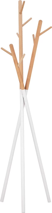 Stojalo za plašče Sigar, kovina-les, bela naravna, 49x51x187 cm