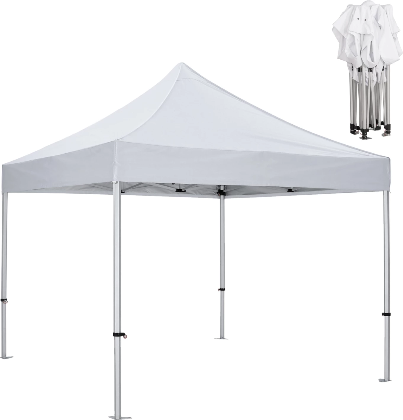 Zložljiv profesionalni paviljon MATTHEW-AL s srebrnim aluminijastim okvirjem v beli barvi 3x3x3,43Hm