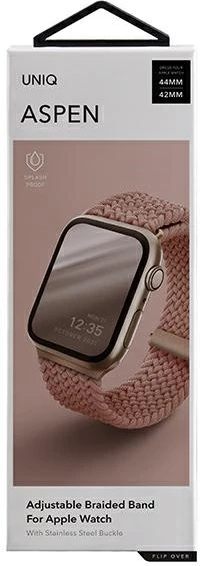 Pašček za Apple Watch UNIQ Aspen, tkanina Weavex, 42/44/45 mm, rožnat