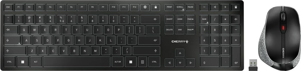 Tastatura in miška Cherry DW 9500 SLIM, brezžično RF + Bluetooth, QWERTY, črna, siva