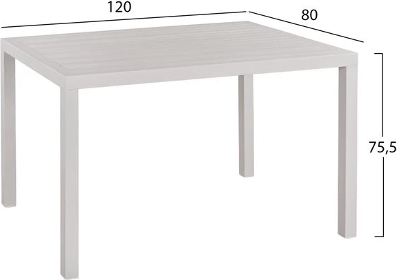 Set 5 kosov s Tabelo aluminij 120x80x75.5 & Kovinski stoli FH10526 Bela