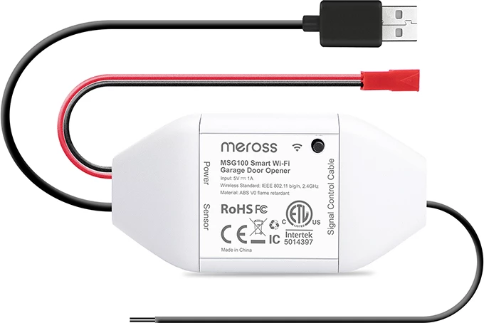 Pametno stikalo za garažna vrata, Meross MSG100HK-EU, Wi‑Fi 2.4GHz, HomeKit/Google/Alexa, vratni senzor