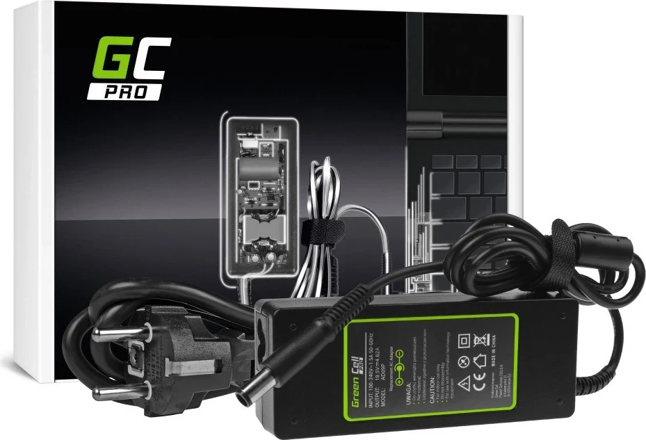Polnilec za prenosnik Green Cell, 19.5 V, 3.34 A, črn (za Dell)