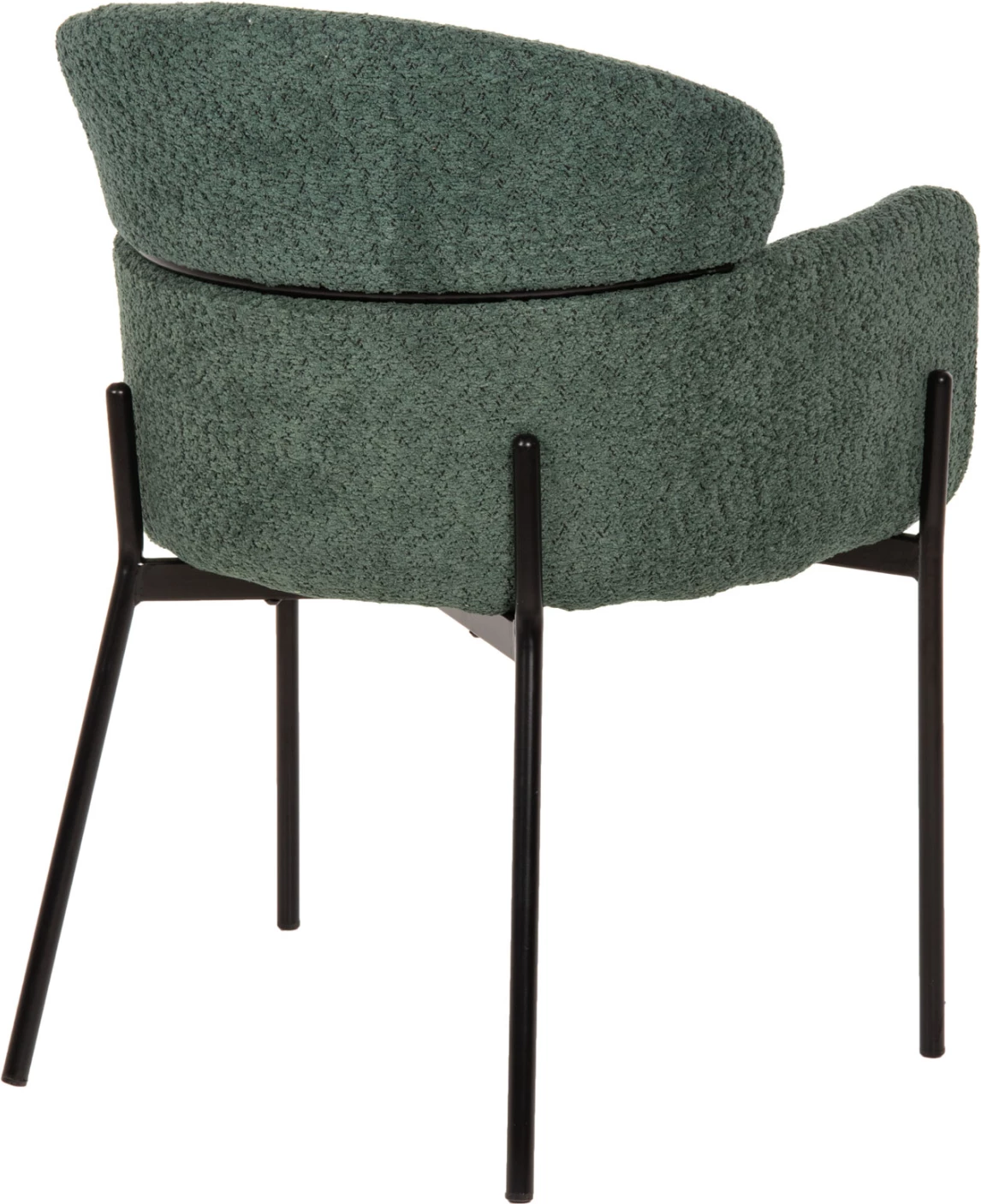 Naslanjač WOLF FH8583.03 v petrolej zeleni boucle tkanini s črnimi kovinskimi nogami 58x58x80H cm, set 2 kosov