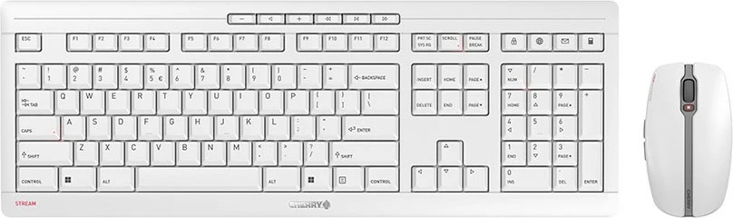 Brezžična tipkovnica in miška Cherry Stream Desktop Recharge, QWERTY, siva