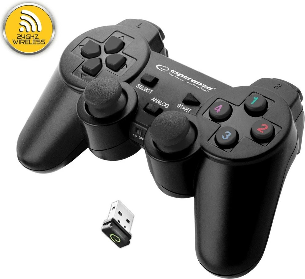 Brezžični gamepad za PC/PS3, Esperanza EGG108K, črn