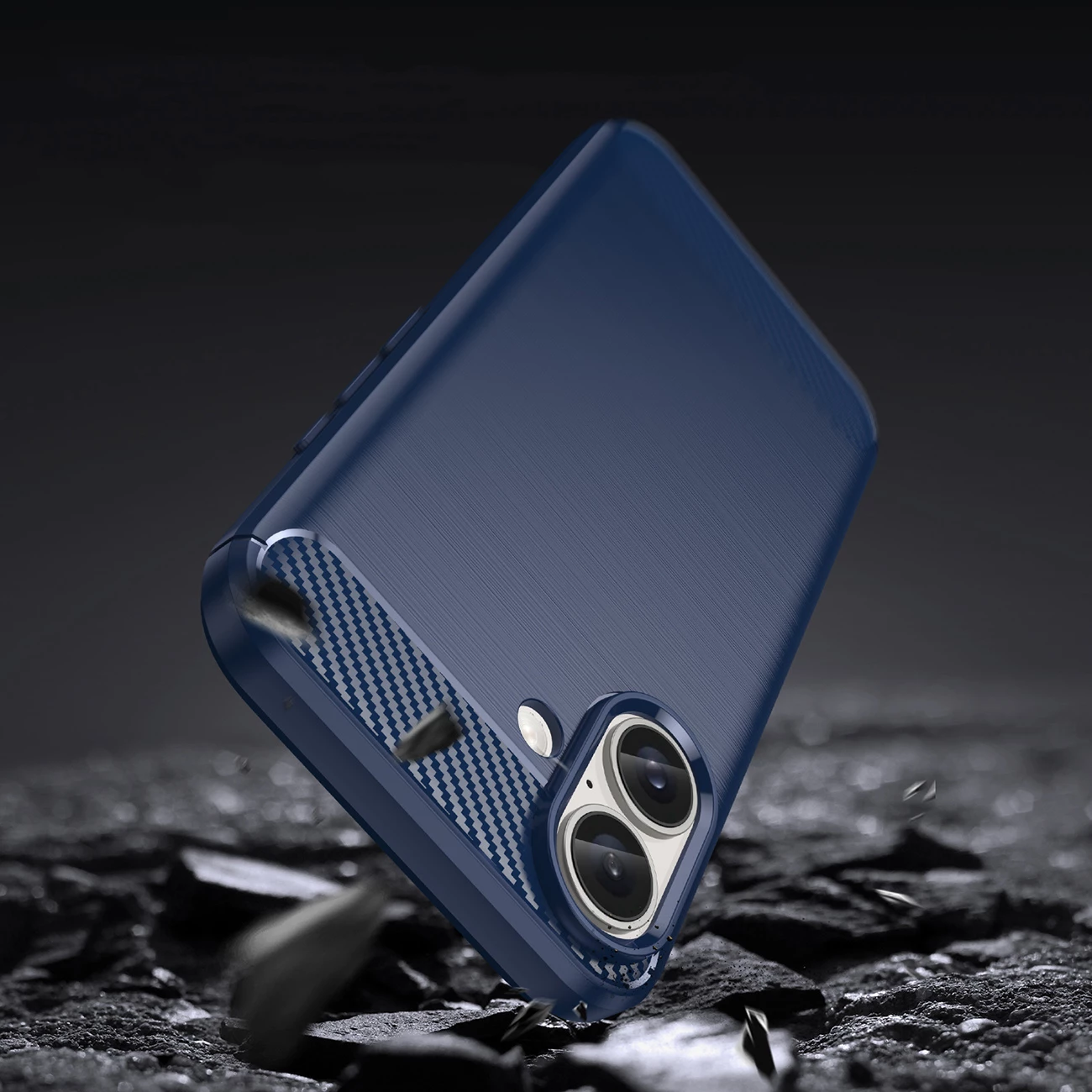 Ovitek za telefon Hurtel Carbon Case za iPhone 16 Plus, TPU, modra