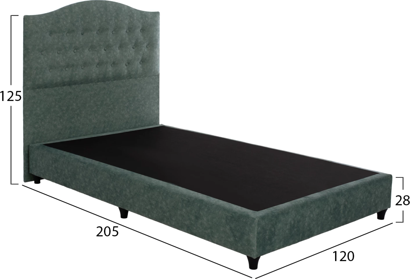 Postelja MALENA FH647.27, zelena tkanina tipa NUBUCK, 120x200 cm