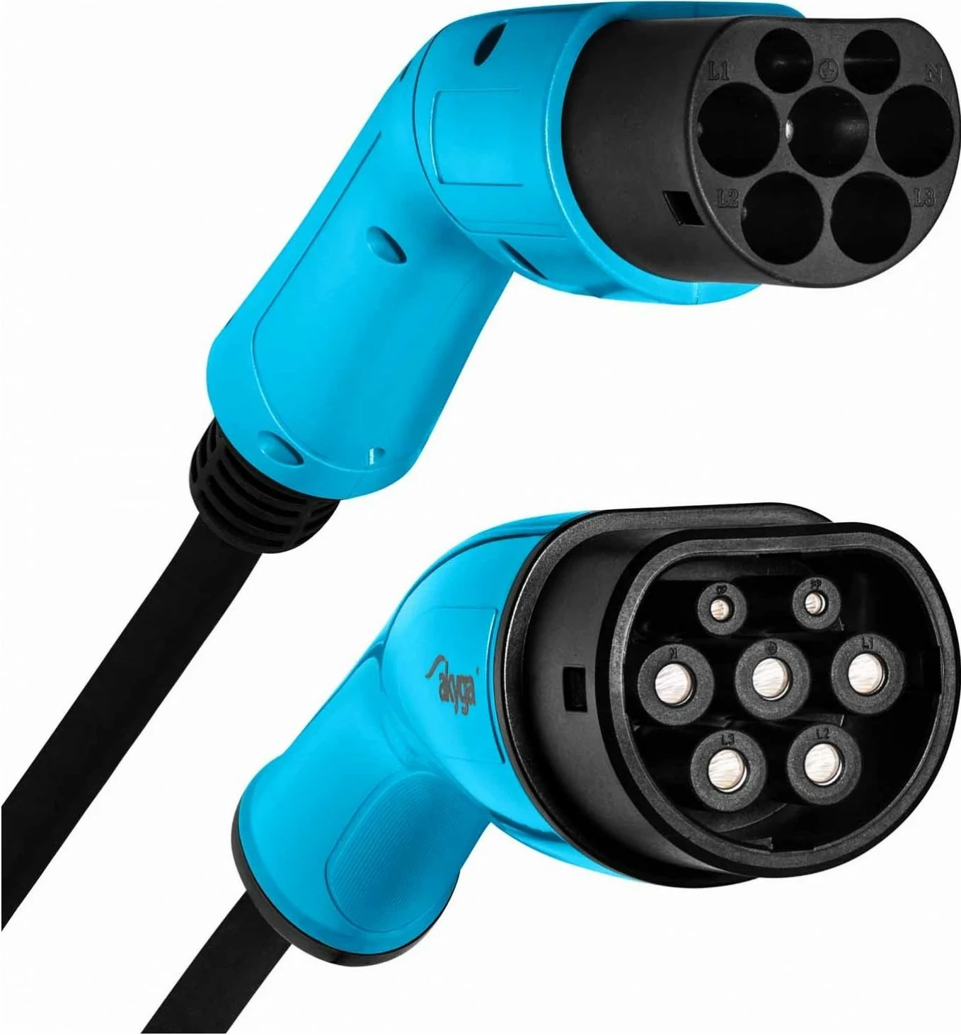 Polnilni kabel Type2 / Type2 3-fazni, 32A, 22kW, 6 m, črno-moder — Akyga AK-EC-16