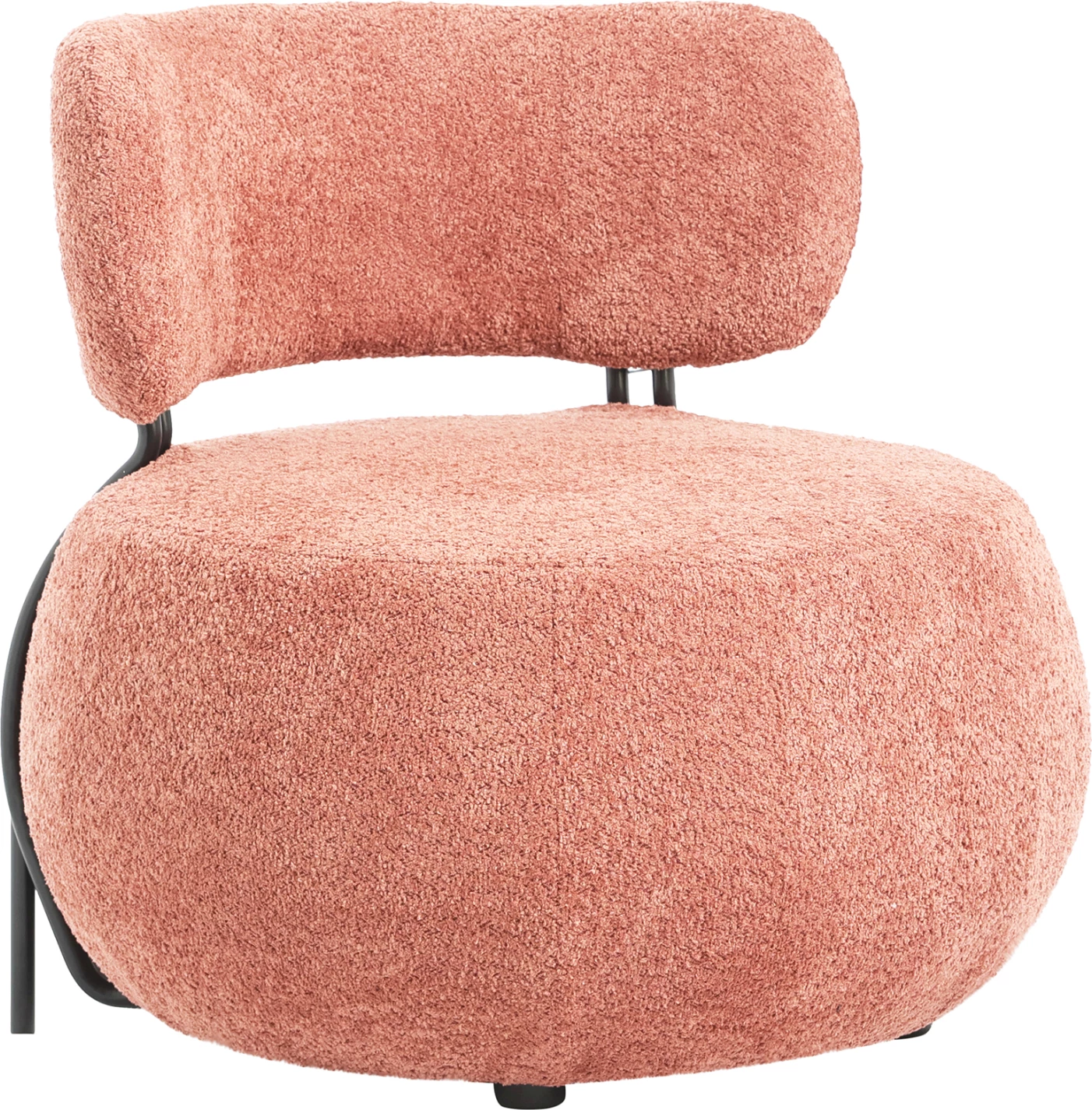 Okrogli naslanjač KARSEN FH9598.02 roza boucle tkanina 79x78,5x76Hcm