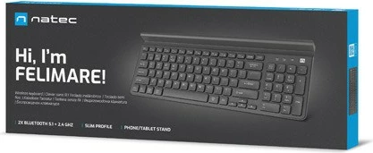 Brezžična tipkovnica z držalom za telefon/tablico, Natec Felimare NKL-1973, črna