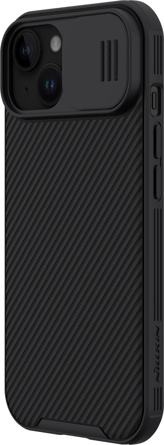 Ovitek za telefon z drsnim pokrovom kamere, združljiv z MagSafe za iPhone 15 Plus - Nillkin CamShield Pro Magnetic, črn